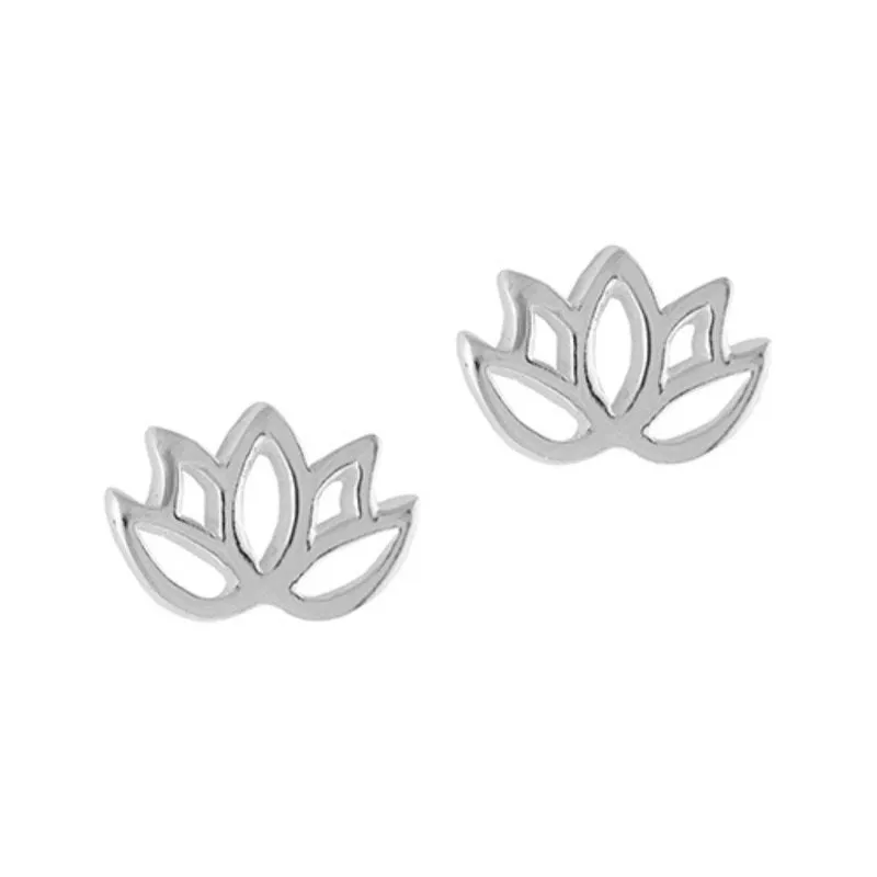 Sterling Silver Lotus Flower Stud Earrings