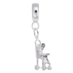 Stroller Charm Dangle Bead In Sterling Silver