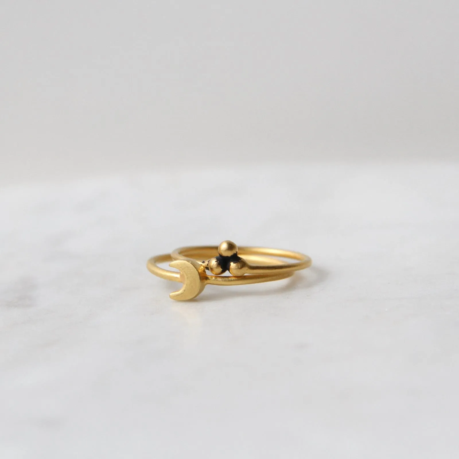 Three Ball Granulated Cluster in Gold Plated Brass Ring