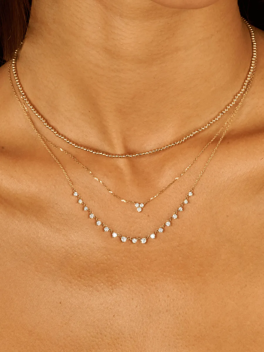 Tiny Trio Diamond Necklace 14K