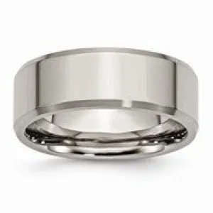 Titanium Beveled Edge 8mm Brushed and Polished Wedding Band Ring