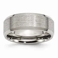 Titanium Beveled Edge 8mm Satin and Polished Wedding Band Ring