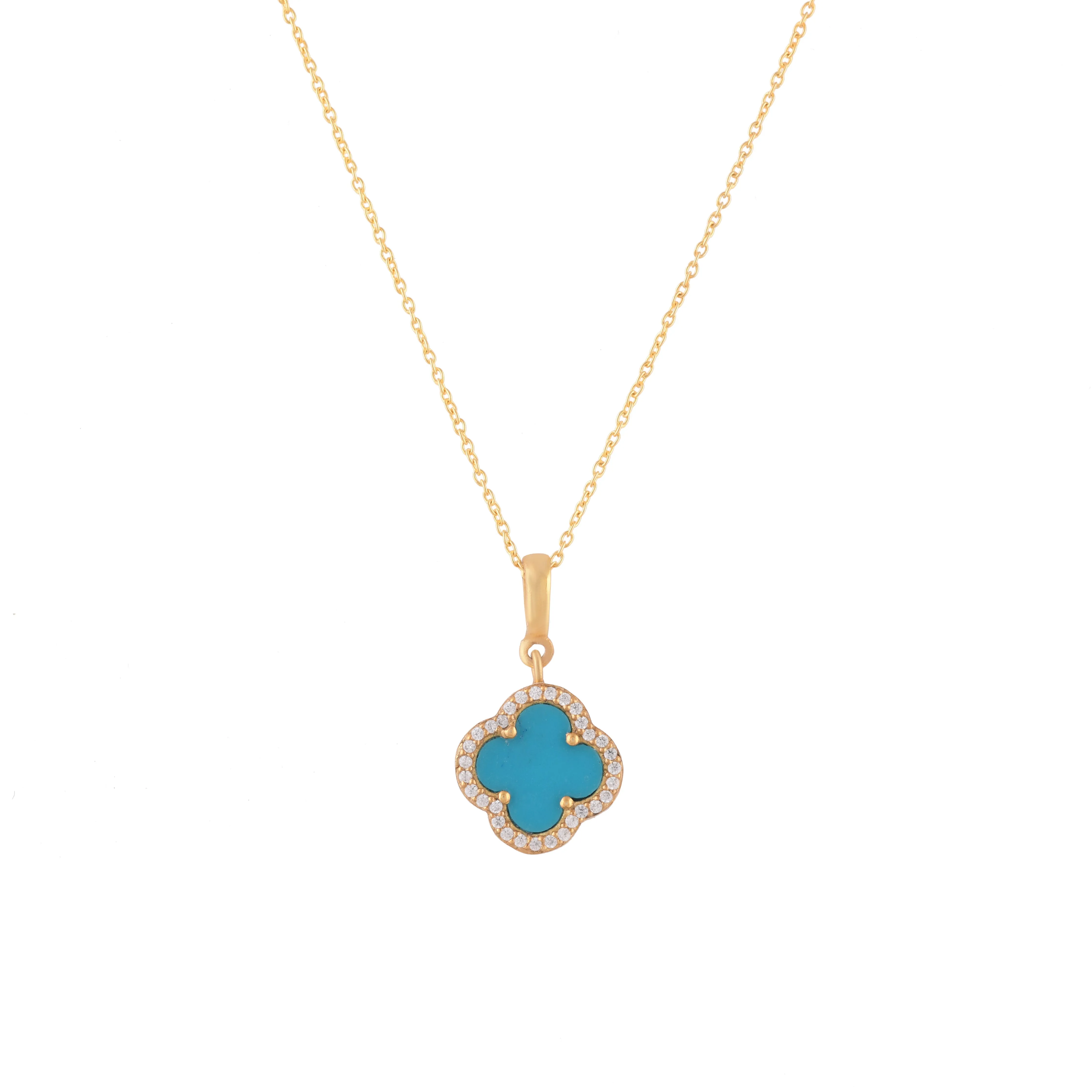 Turquoise Clover Necklace | Natural Turquoise - From Purl