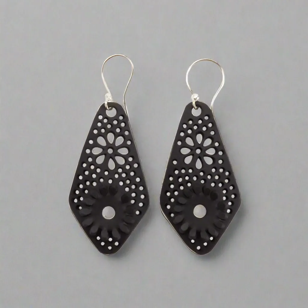 Unique Diamond Handmade Recycled Rubber Earrings