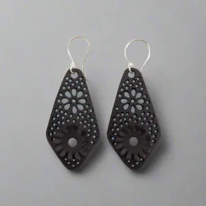 Unique Diamond Handmade Recycled Rubber Earrings