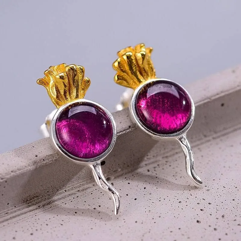 Unique Radish Stud Earrings