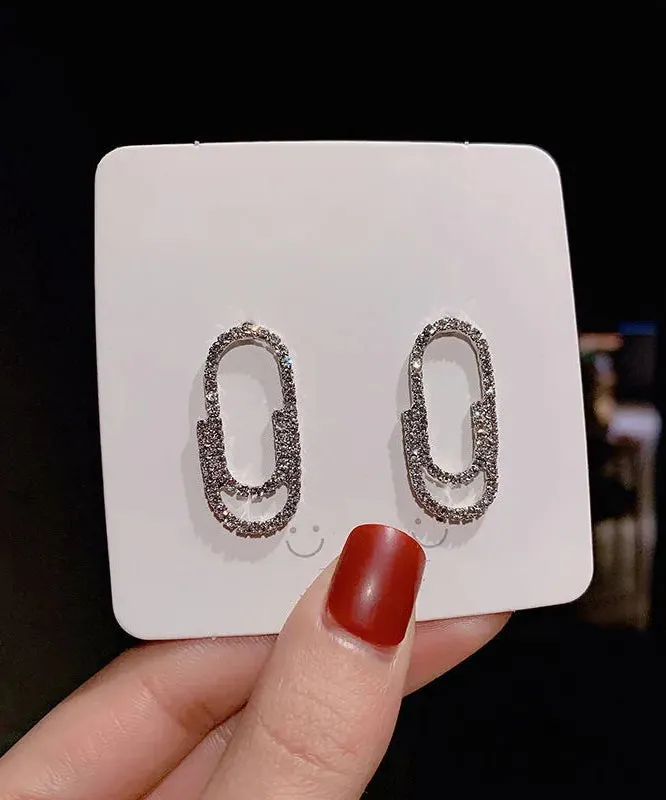 Unique Silk Alloy Zircon Stud Earrings ZZ068