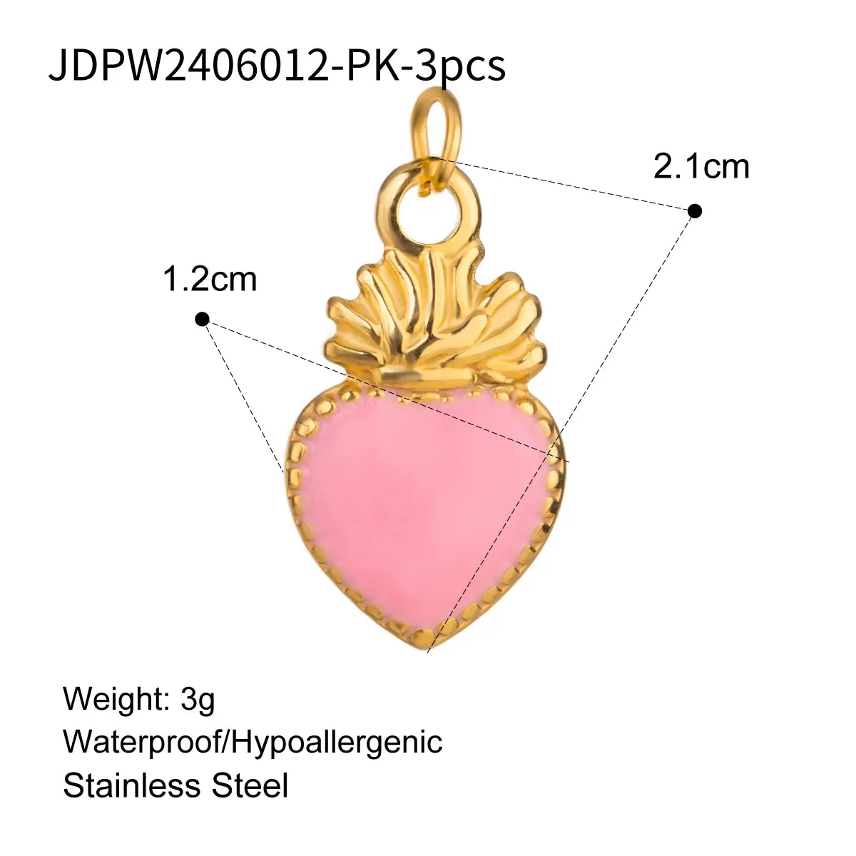 VAIGE 3PCS Cute Rhinestone Stainless Steel Charms for DIY Jewelry Making - Earring, Necklace, and Pendant Accessories