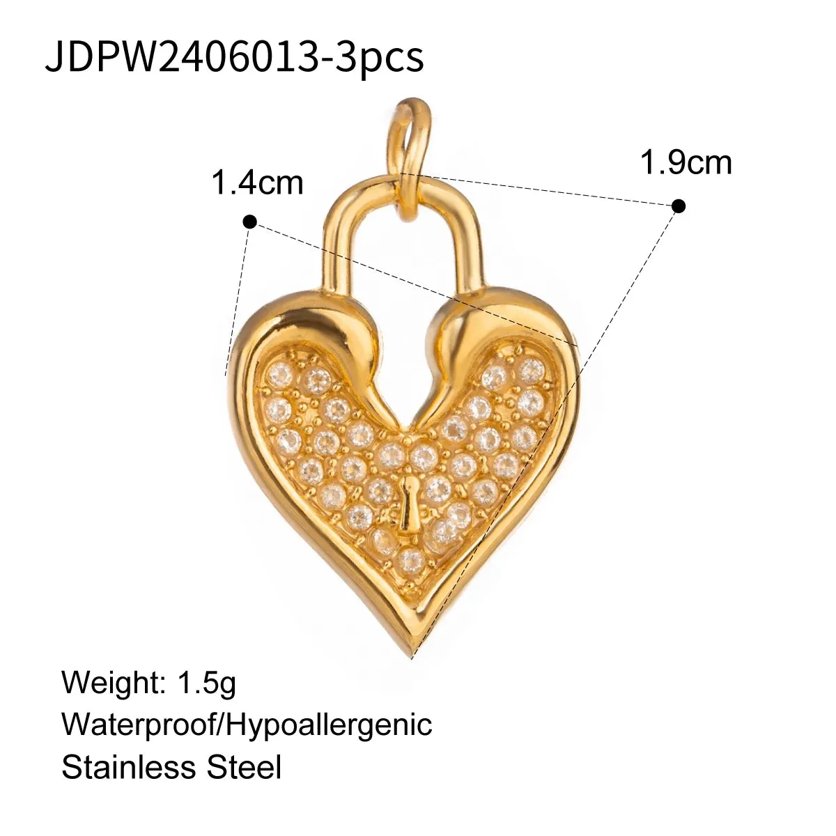 VAIGE 3PCS Cute Rhinestone Stainless Steel Charms for DIY Jewelry Making - Earring, Necklace, and Pendant Accessories