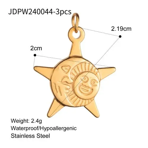 VAIGE 3PCS Cute Rhinestone Stainless Steel Charms for DIY Jewelry Making - Earring, Necklace, and Pendant Accessories