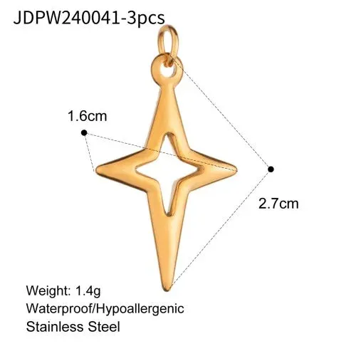 VAIGE 3PCS Cute Rhinestone Stainless Steel Charms for DIY Jewelry Making - Earring, Necklace, and Pendant Accessories