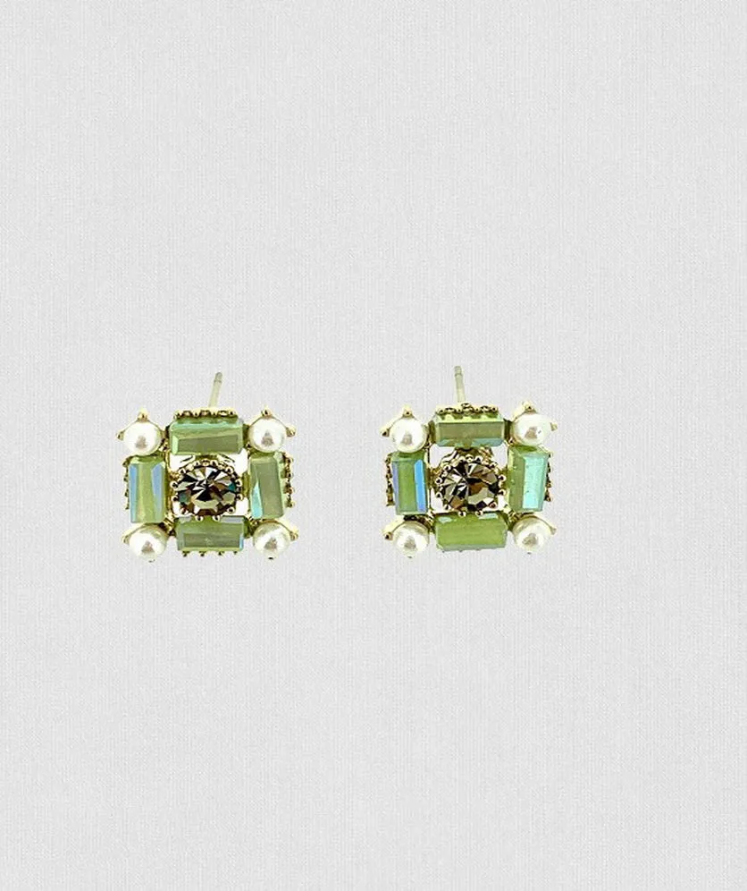 Vintage Earring Stud Geometric Square