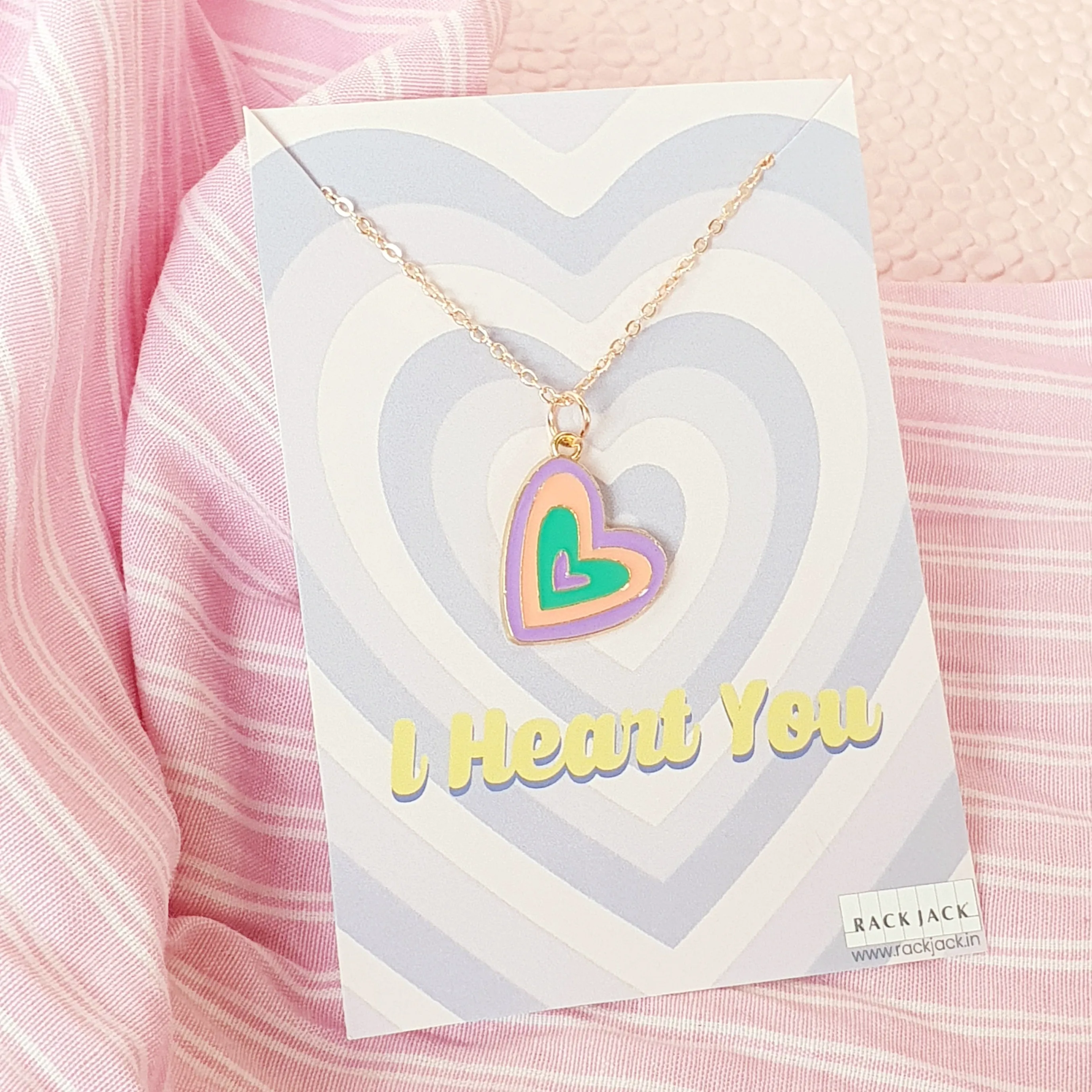 Y2K Charm Pendant RoseGold Necklace - I Heart You