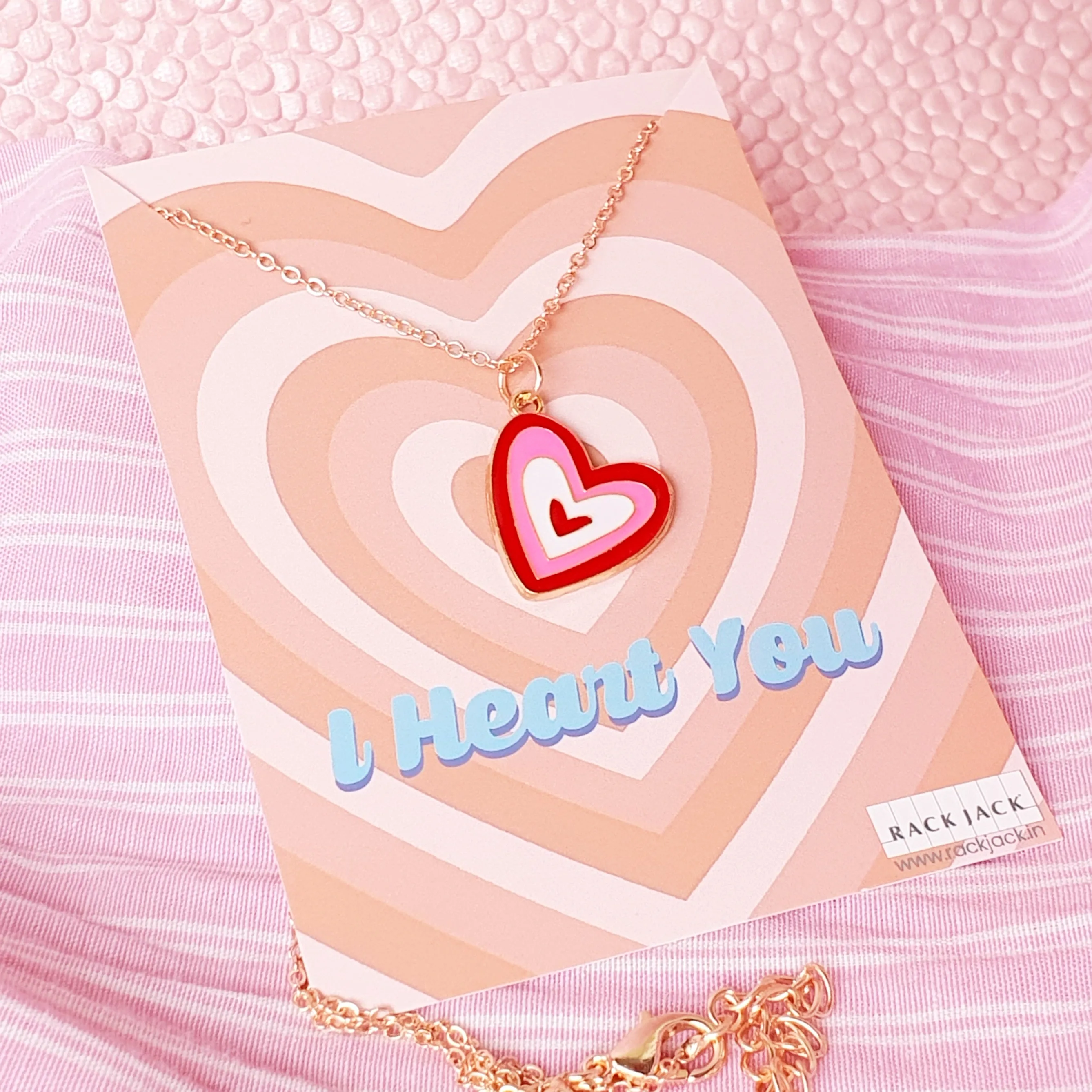 Y2K Charm Pendant RoseGold Necklace - I Heart You